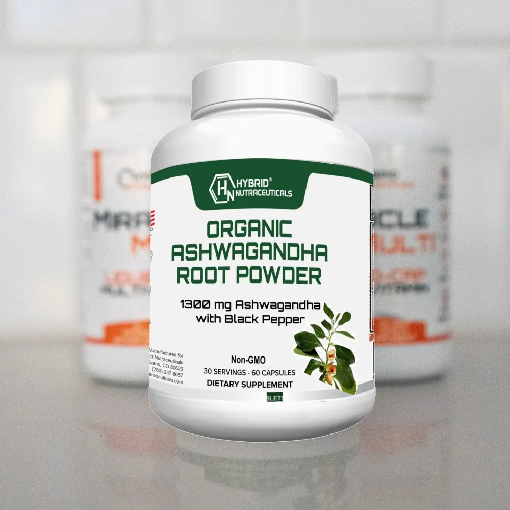 Organic Ashwagandha Supplement 1300Mg with Black Pepper - Anxiety & Stress Relief, Enhance Mood - 60 Capsules