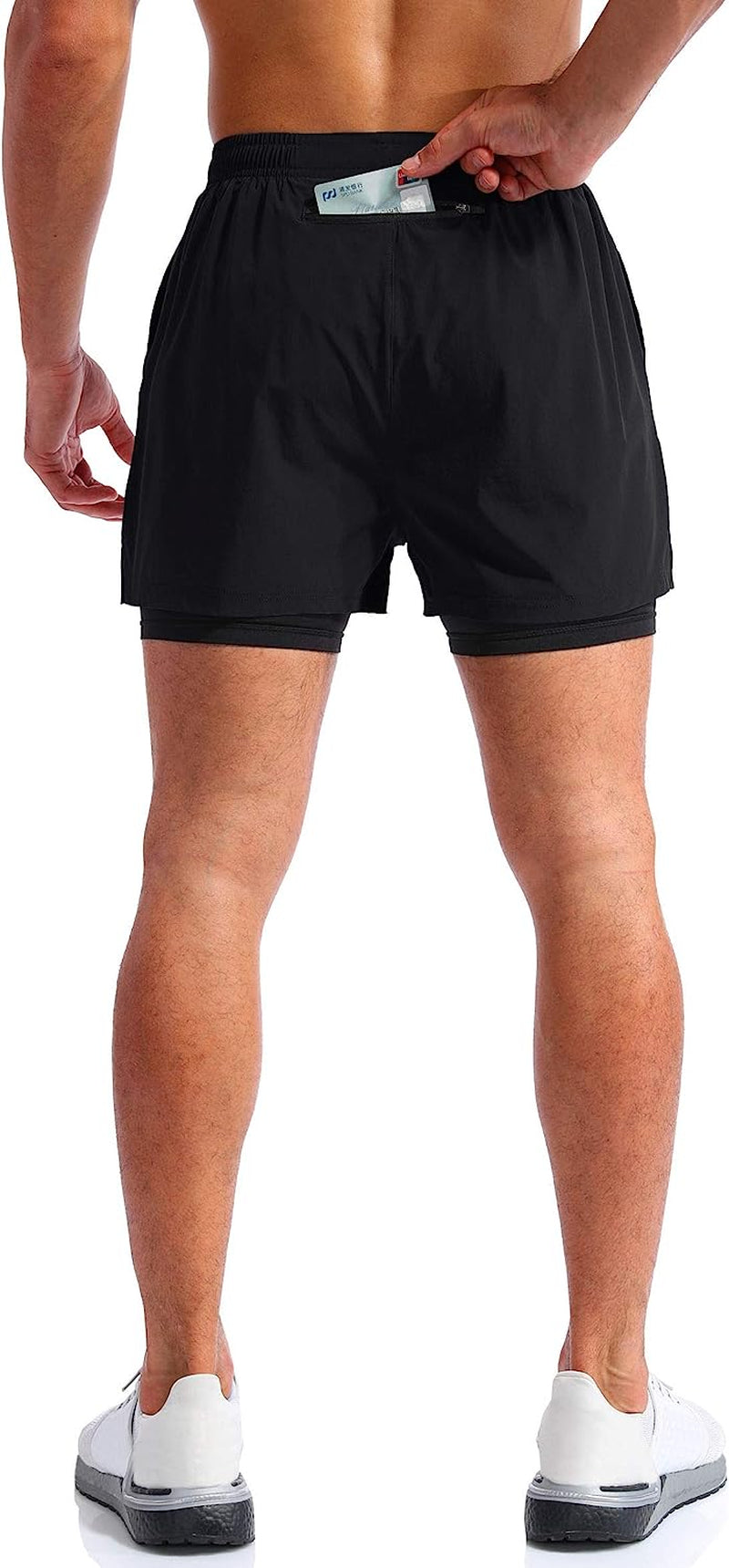 Men’S 2 in 1 Running Shorts 5" Quick Dry Gym Athletic Workout Shorts for Men with Phone Pockets