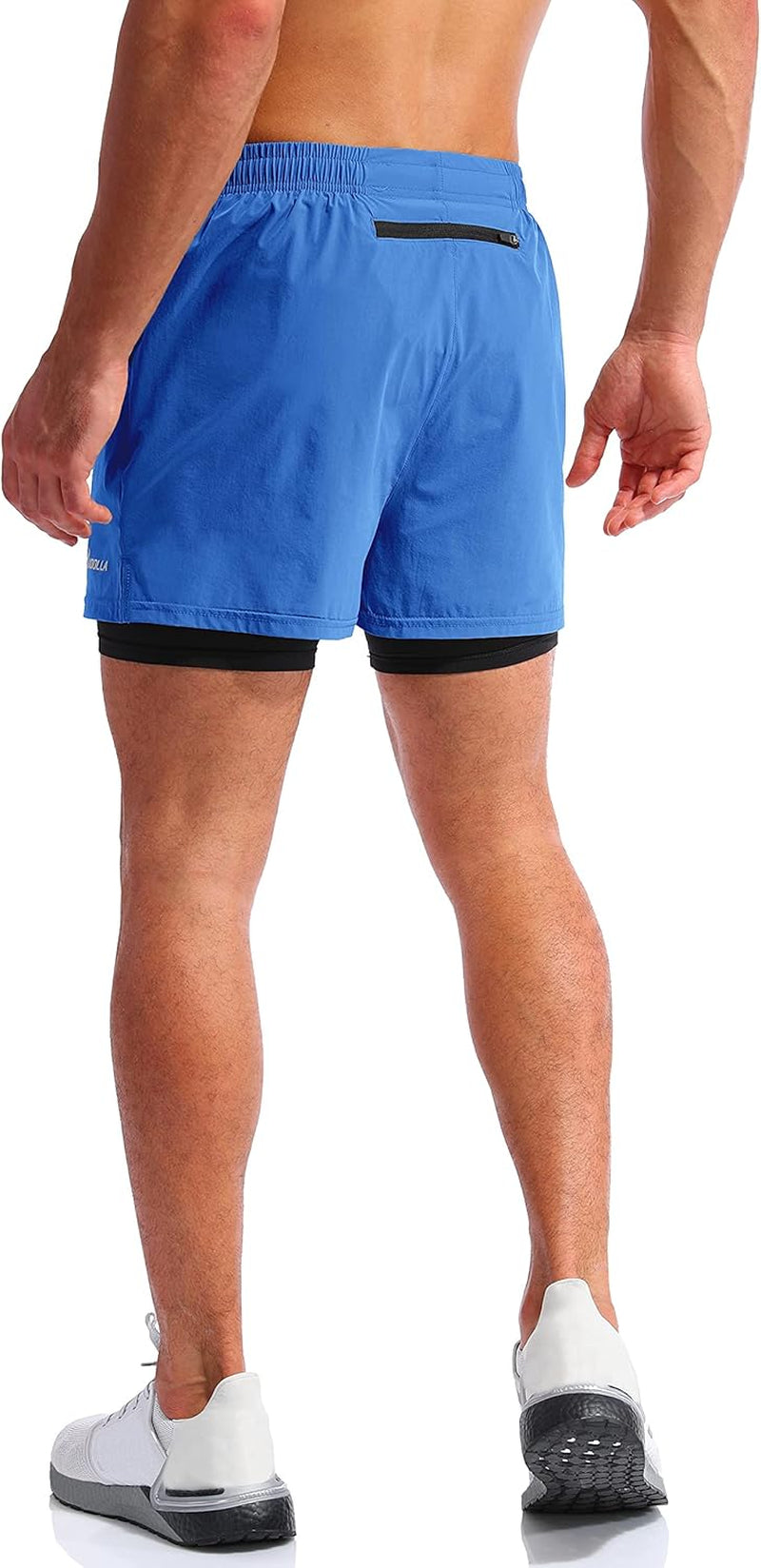 Men’S 2 in 1 Running Shorts 5" Quick Dry Gym Athletic Workout Shorts for Men with Phone Pockets