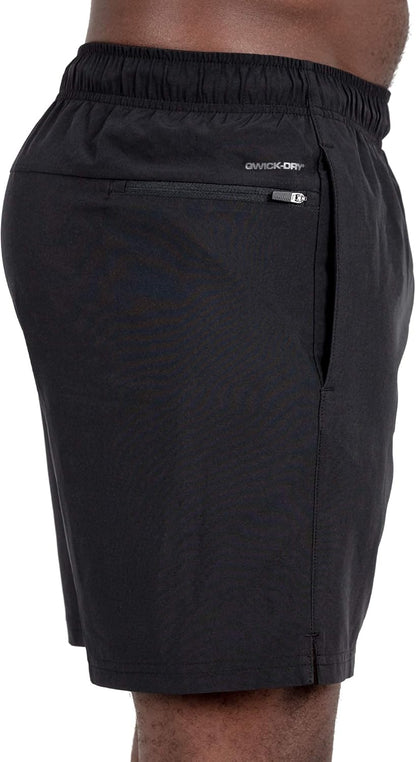 Men’S Shorts Two Pack All Purpose 7 and 9 Inch Woven Stretch Athletic Training Shorts with Pockets and Zip Pocket