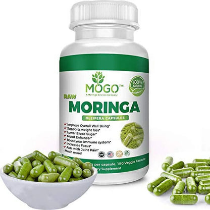 180 Organic Moringa Leaf Powder Capsules -Max 2100Mg per Serving.Immune,Energy Booster,Multivitamin,Boost Metabolism,Natural Weight Loss,Antioxidant Rich Superfood Supplement -MOGO?