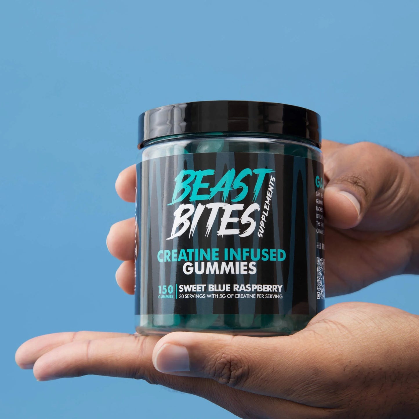 Beast Bites Creatine Monohydrate 5G Gummies, 30 Servings, Sweet Blue Raspberry, 150 Count