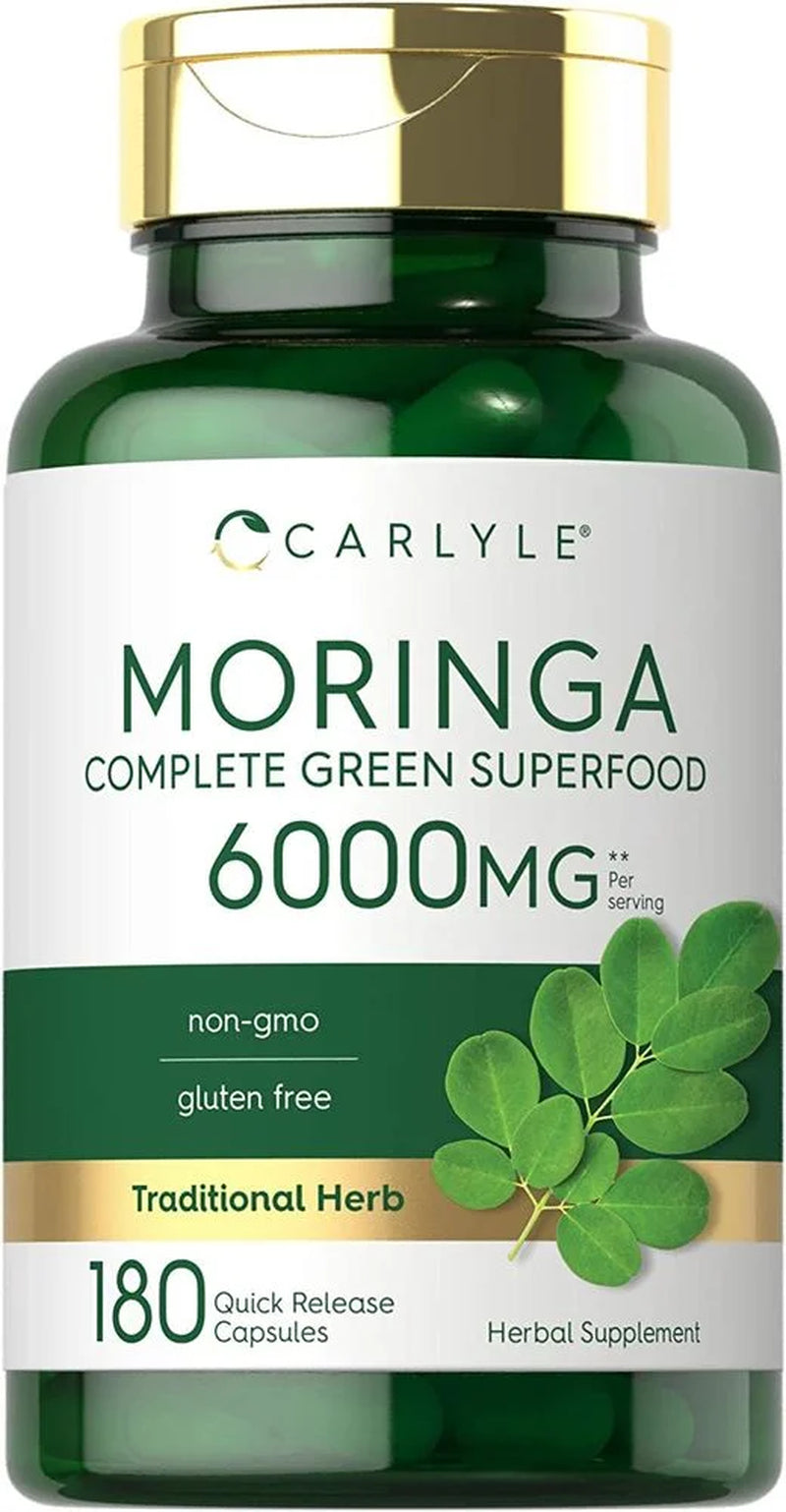 Moringa Oleifera | 6000 Mg | 180 Powder Capsules for Men and Women | by