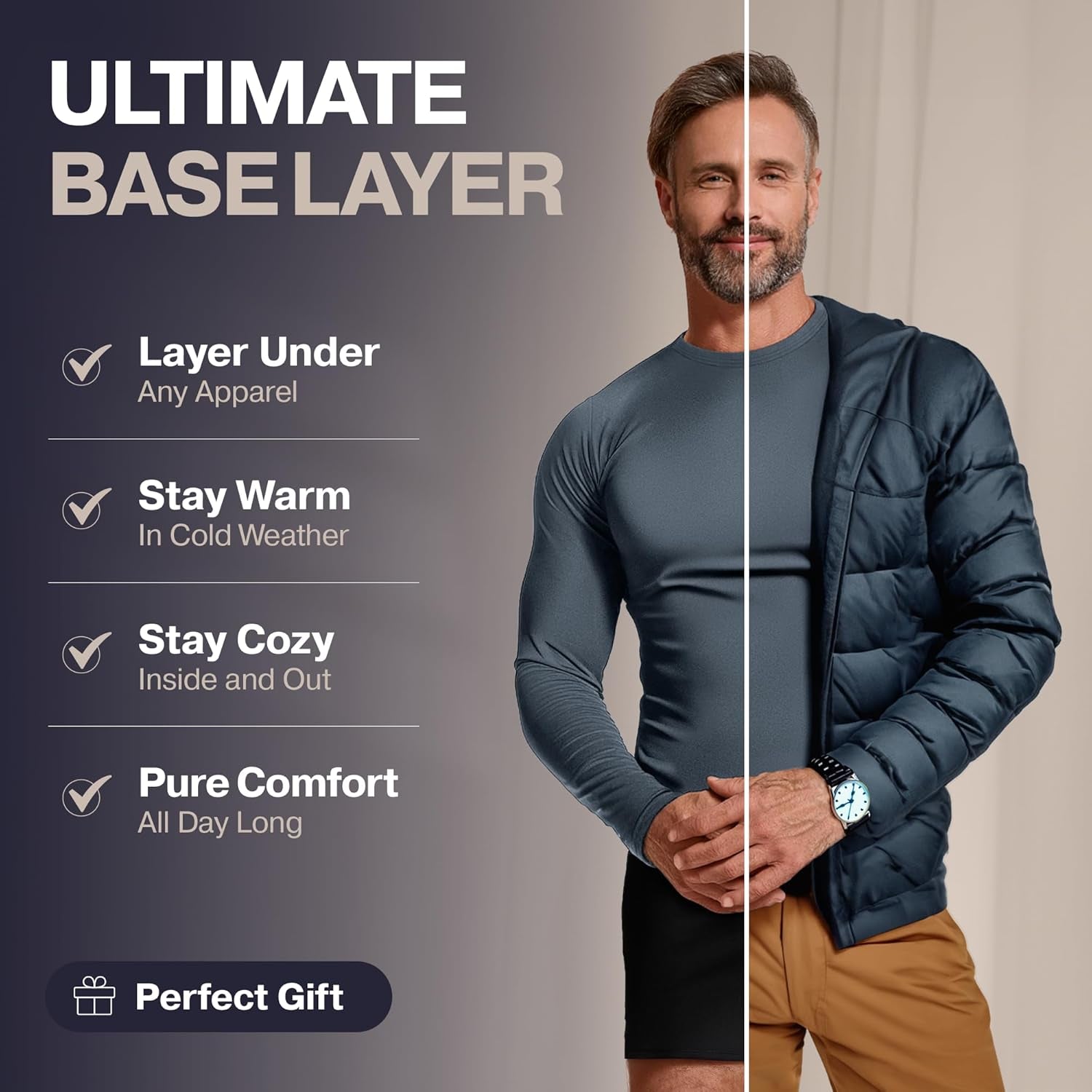 Thermal Shirts for Men Long Sleeve Thermal Compression Shirts for Men Base Layer Cold Weather