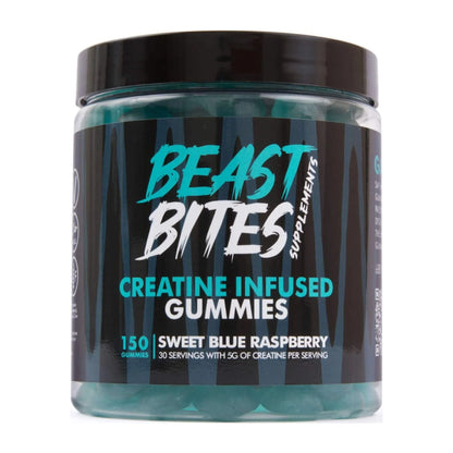 Beast Bites Creatine Monohydrate 5G Gummies, 30 Servings, Sweet Blue Raspberry, 150 Count