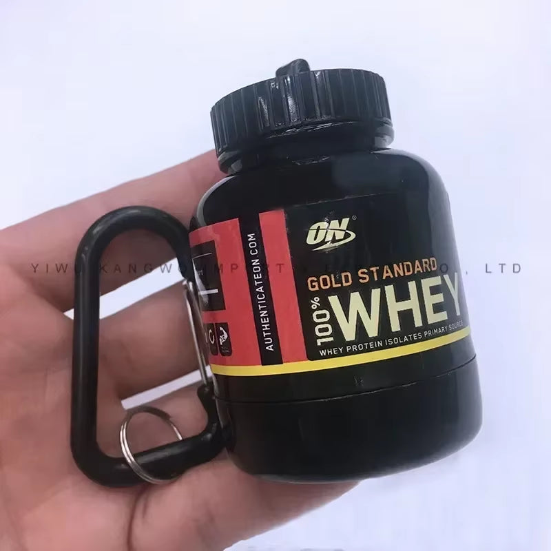 Portable Protein Powder Container Pill Organizer Protein Keychain Sport Nutrition Water Bottle Sport Whey Protein Supplement Cup