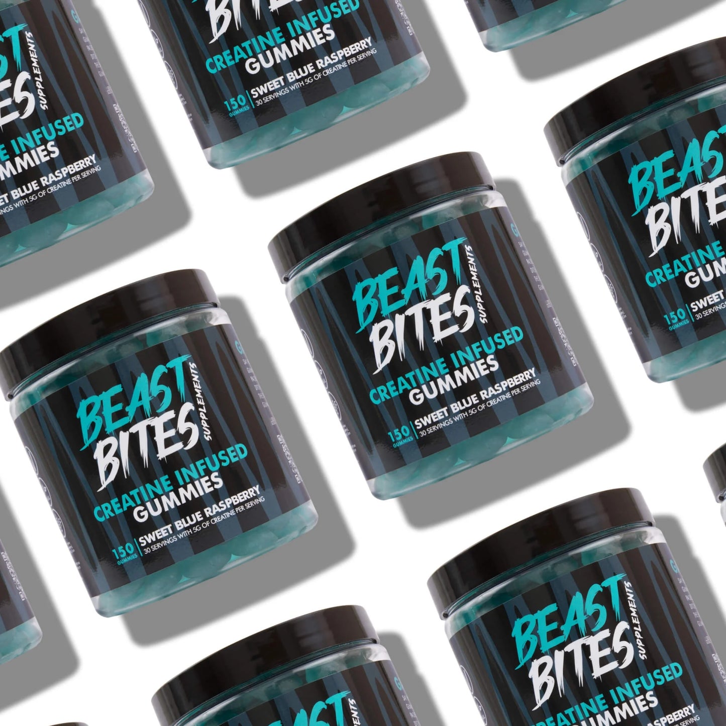 Beast Bites Creatine Monohydrate 5G Gummies, 30 Servings, Sweet Blue Raspberry, 150 Count