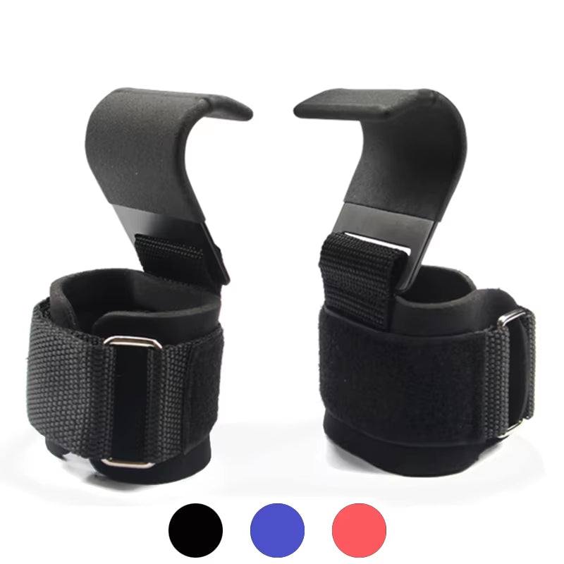 Weight Lifting Hook Grips Padded with Wrist Wraps Hand-Bar Powerlifting Gloves Heavy Duty Pull-Ups Hooks Gym Training Straps